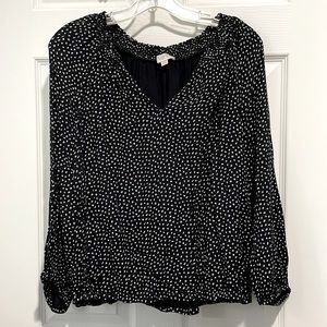 LOFT Outlet Animal Print V-neck Long Sleeve Blouse Medium